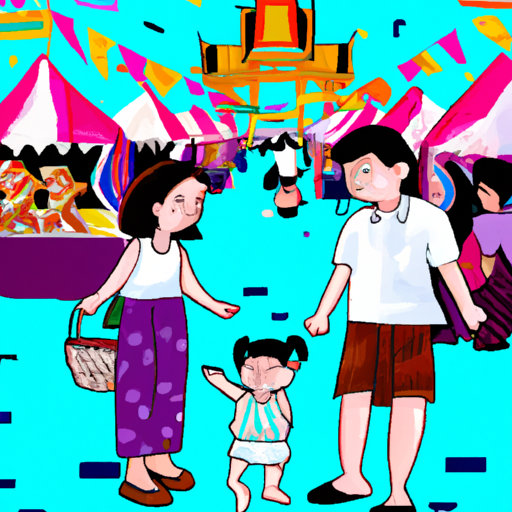 משפחה נהנית בפסטיבל תאילנדי