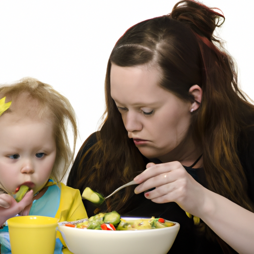 תמונה של אמא וילד נהנים מארוחה בריאה יחד, המסמלת את חשיבות התזונה
