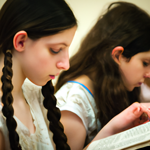 בנות צעירות מעורבות במפגש לימוד תורה משמעותי