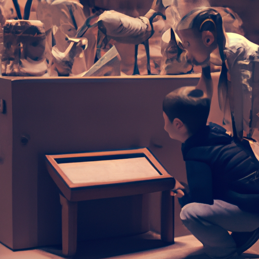 ילדים נדהמים מממצאים עתיקים במוזיאון