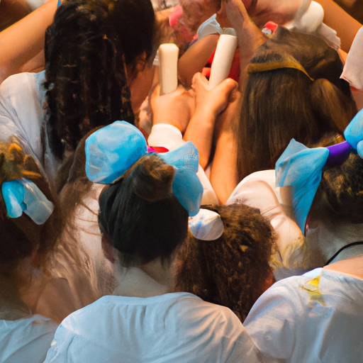 קבוצת בנות צעירות משתתפות בשקיקה בפעילות בת מצווה